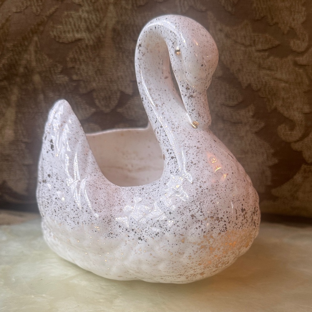 MCM Elegant White Swan Ceramic Planter or Vase